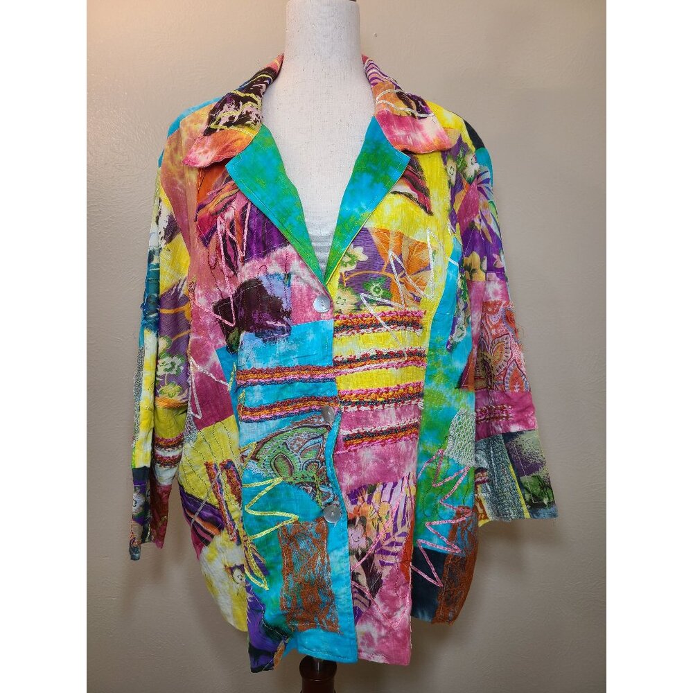 Parsley & Sage Long Sleeves Womens Jacket Top Blouse Multicolor Pink Size 3X
